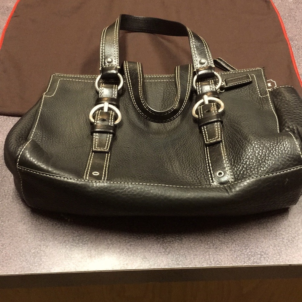Coach black pebbled leather